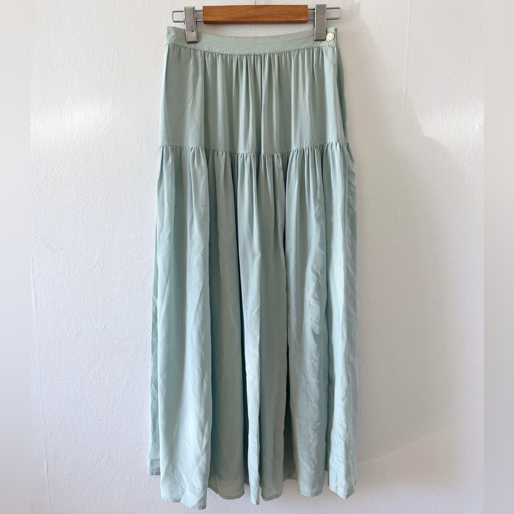 I.B. Diffusion Pastel Blue Pure Silk Maxi Skirt | Size 6